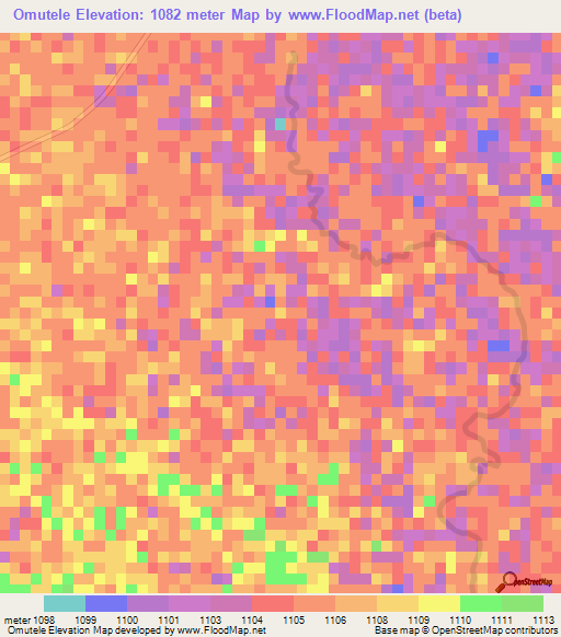 Omutele,Angola Elevation Map