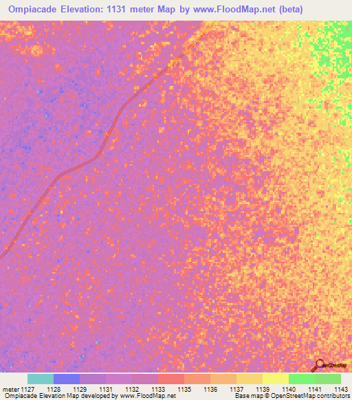 Ompiacade,Angola Elevation Map