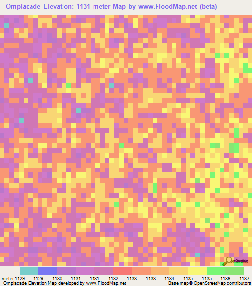 Ompiacade,Angola Elevation Map