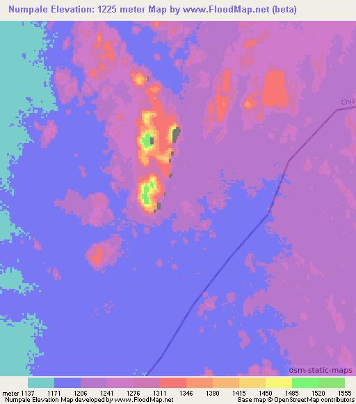 Numpale,Angola Elevation Map