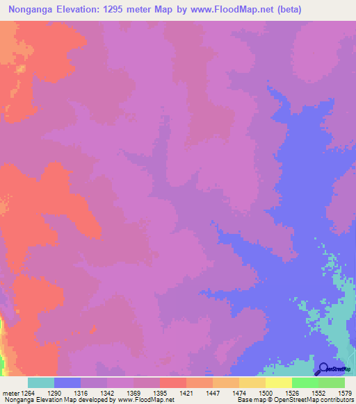 Nonganga,Angola Elevation Map