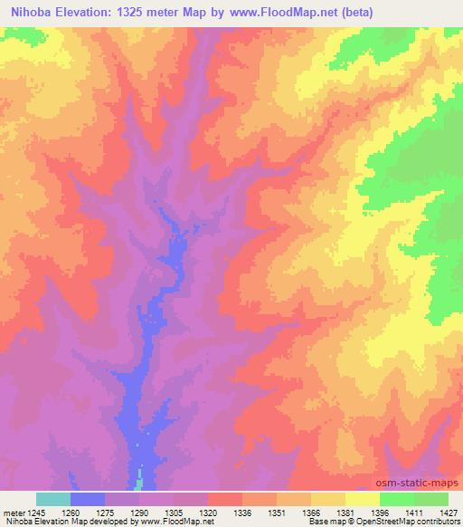 Nihoba,Angola Elevation Map