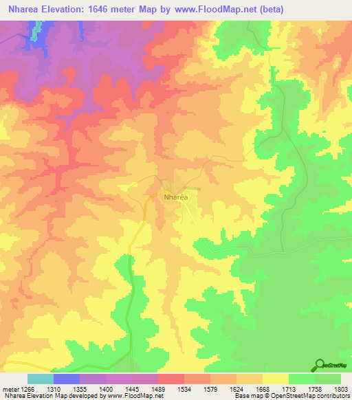 Nharea,Angola Elevation Map