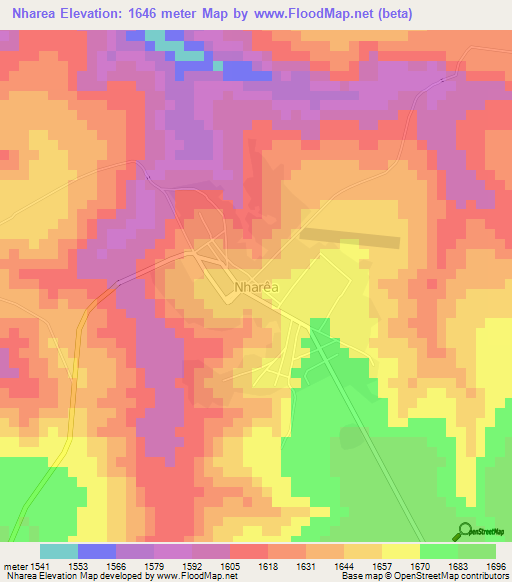 Nharea,Angola Elevation Map