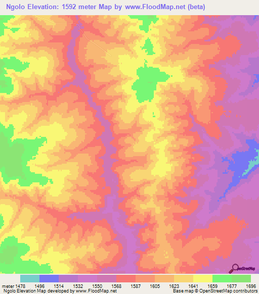 Ngolo,Angola Elevation Map