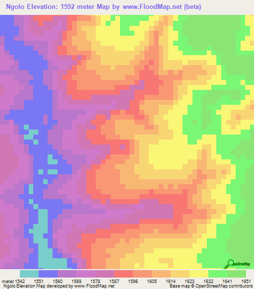 Ngolo,Angola Elevation Map