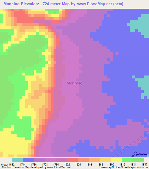 Munhino,Angola Elevation Map