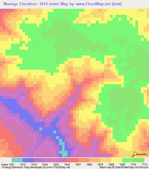 Muengo,Angola Elevation Map