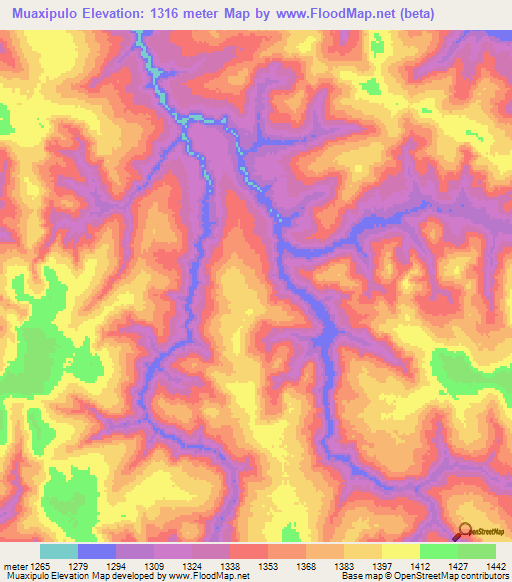 Muaxipulo,Angola Elevation Map