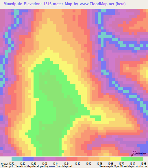 Muaxipulo,Angola Elevation Map