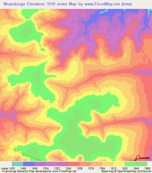 Muandonge,Angola Elevation Map