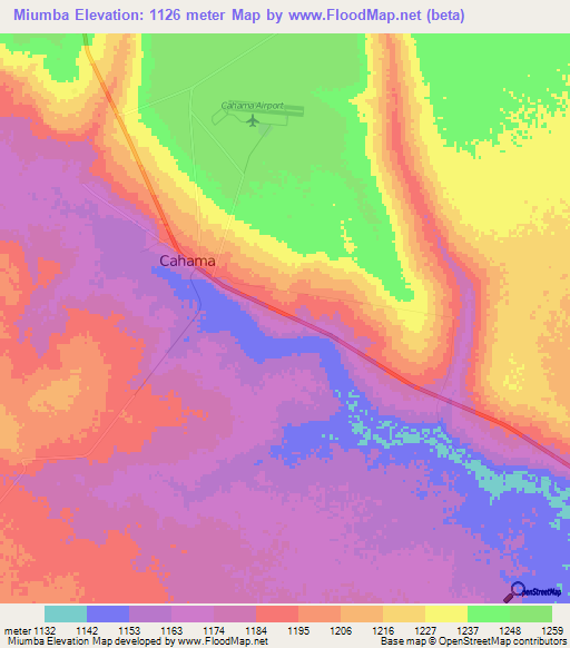 Miumba,Angola Elevation Map