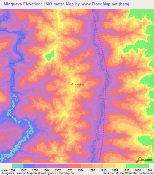 Mingueve,Angola Elevation Map