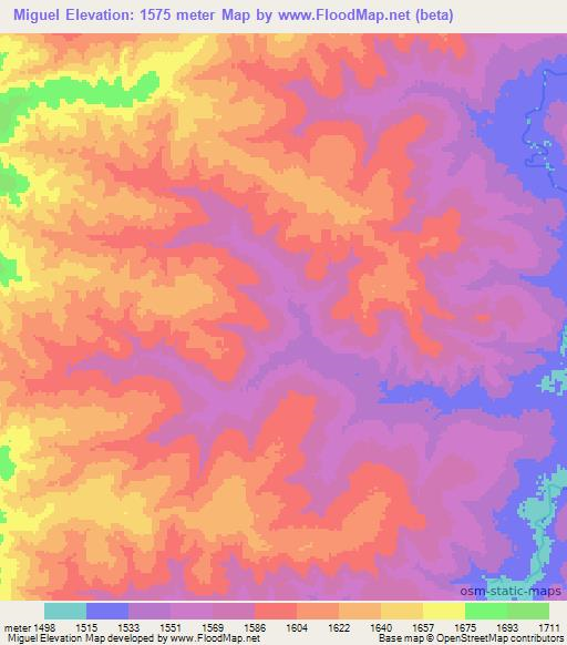 Miguel,Angola Elevation Map