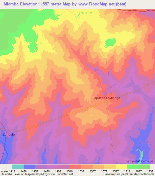 Miamba,Angola Elevation Map