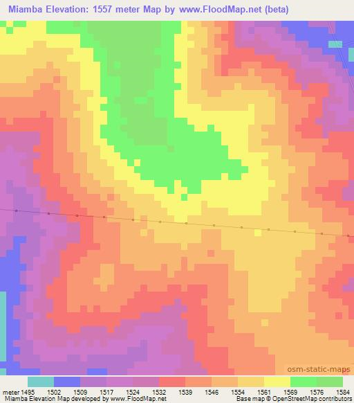 Miamba,Angola Elevation Map