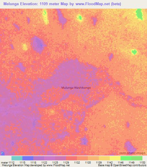 Melunga,Angola Elevation Map