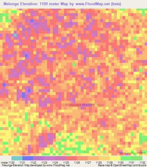 Melunga,Angola Elevation Map