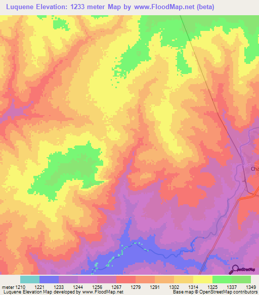 Luquene,Angola Elevation Map