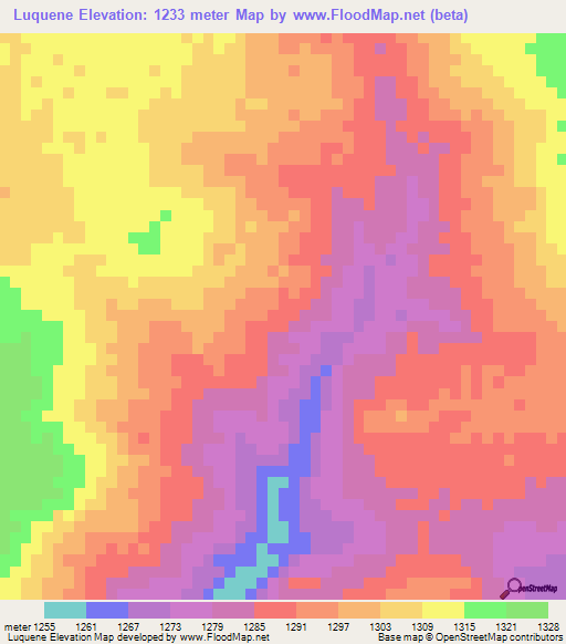 Luquene,Angola Elevation Map