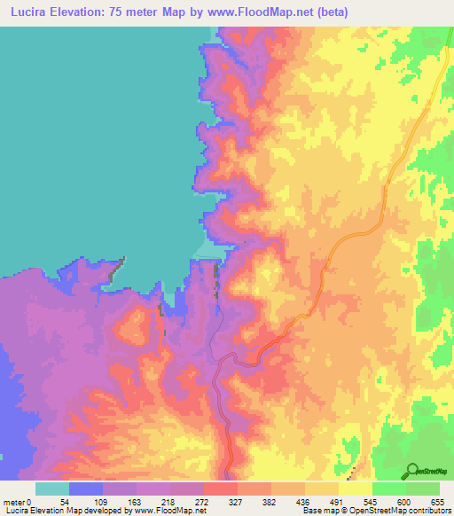 Lucira,Angola Elevation Map