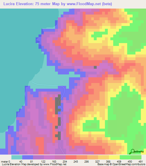 Lucira,Angola Elevation Map