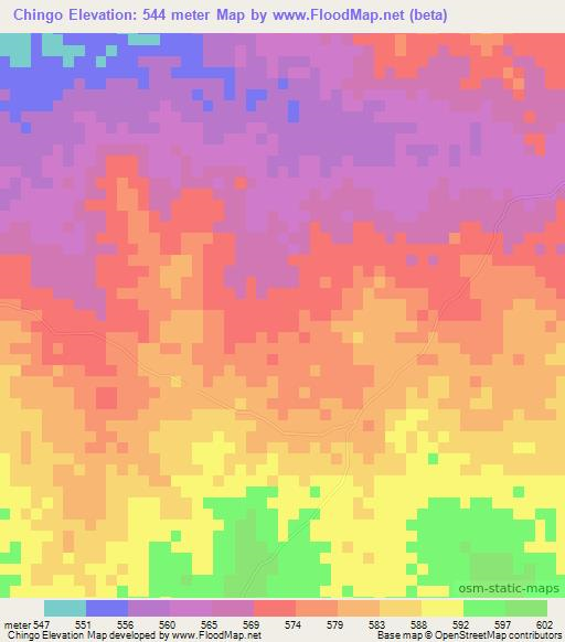 Chingo,Angola Elevation Map