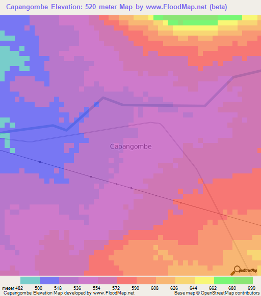 Capangombe,Angola Elevation Map