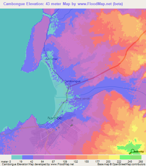 Cambongue,Angola Elevation Map