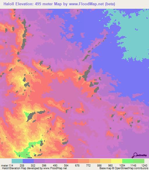 Haloll,Eritrea Elevation Map