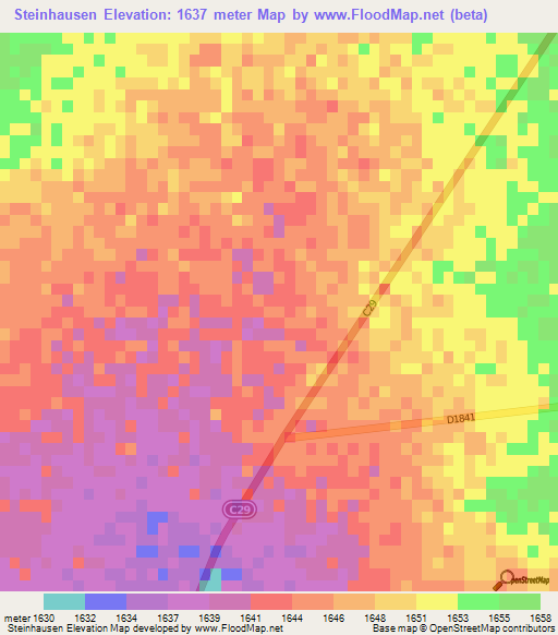 Steinhausen,Namibia Elevation Map