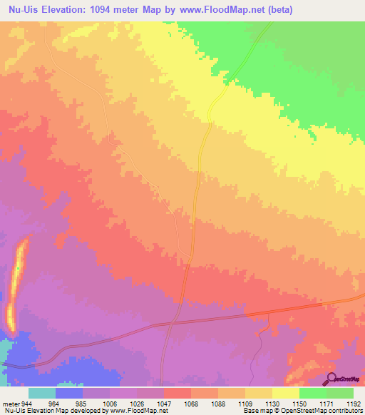 Nu-Uis,Namibia Elevation Map