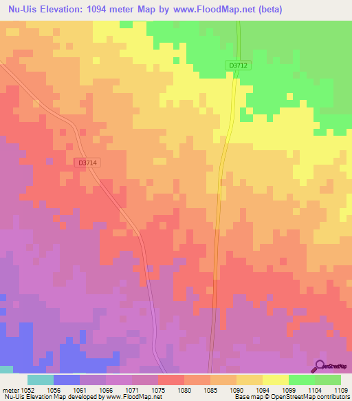 Nu-Uis,Namibia Elevation Map