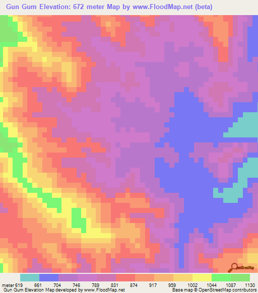 Gun Gum,Eritrea Elevation Map