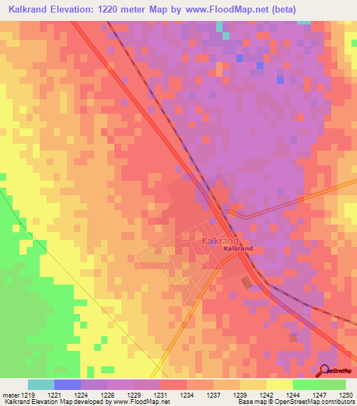 Kalkrand,Namibia Elevation Map