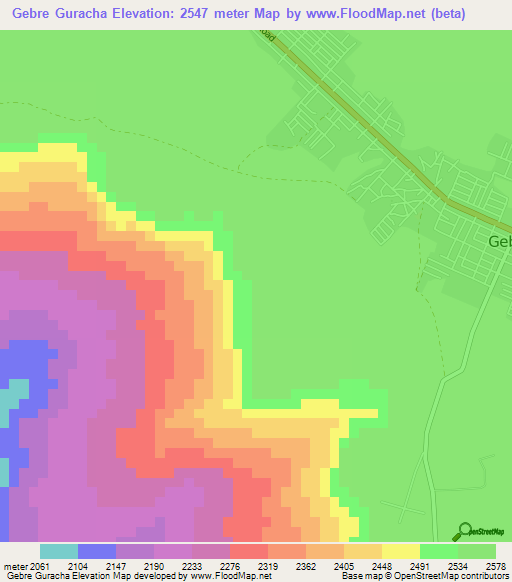 Gebre Guracha,Ethiopia Elevation Map