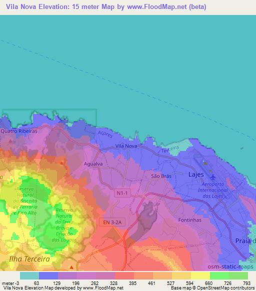 Vila Nova,Portugal Elevation Map