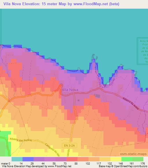 Vila Nova,Portugal Elevation Map