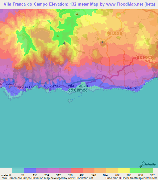 Vila Franca do Campo,Portugal Elevation Map