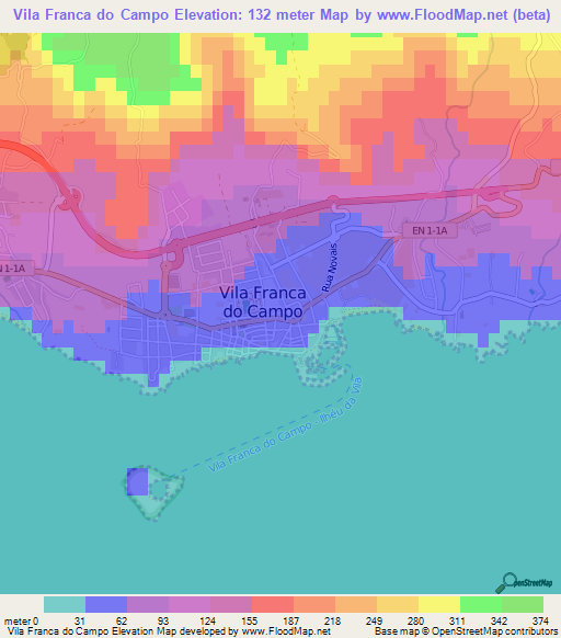 Vila Franca do Campo,Portugal Elevation Map