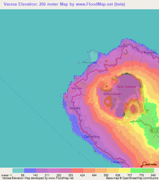 Varzea,Portugal Elevation Map