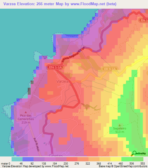 Varzea,Portugal Elevation Map