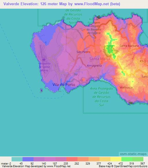 Valverde,Portugal Elevation Map