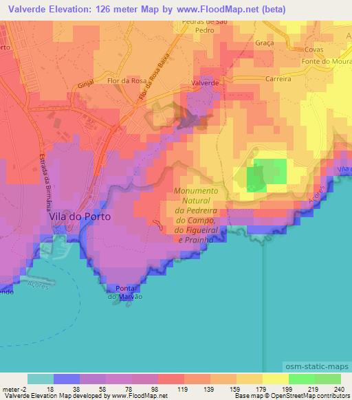 Valverde,Portugal Elevation Map