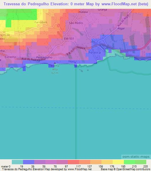 Travessa do Pedregulho,Portugal Elevation Map