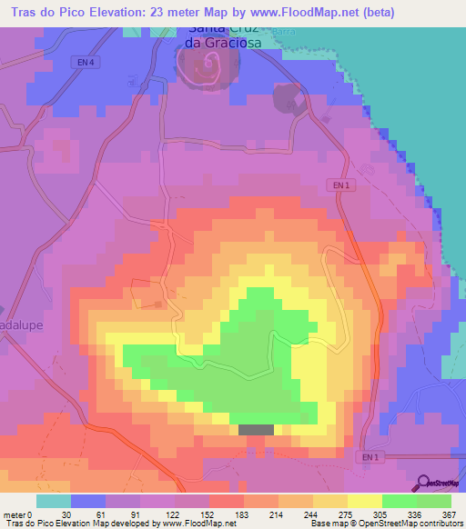 Tras do Pico,Portugal Elevation Map