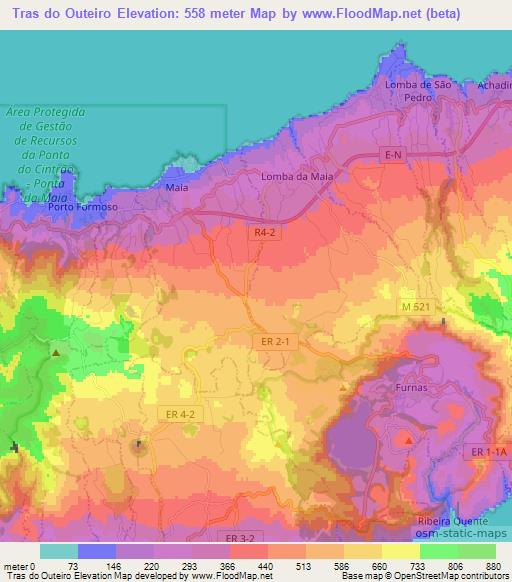 Tras do Outeiro,Portugal Elevation Map