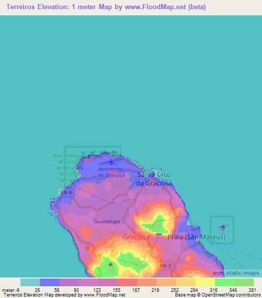 Terreiros,Portugal Elevation Map