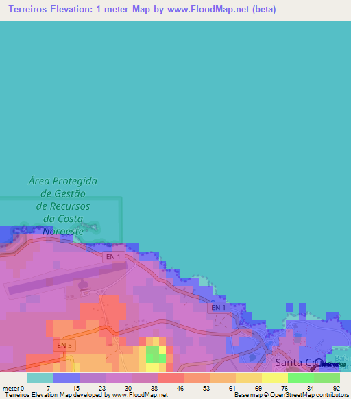 Terreiros,Portugal Elevation Map