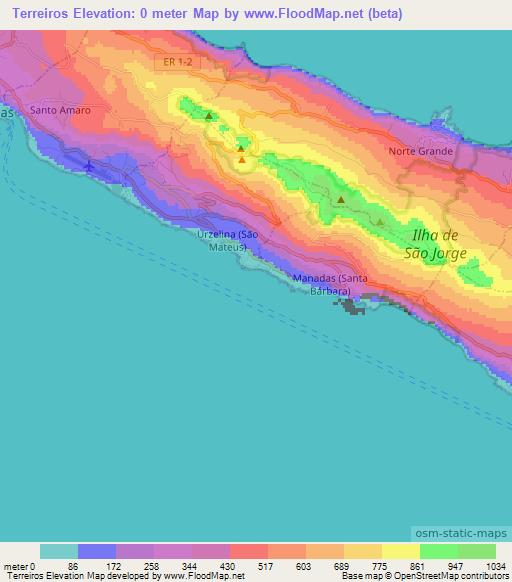 Terreiros,Portugal Elevation Map